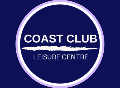 Logo for the Coast Club at Connemara Coast Hotel featuring a circular design with coastal elements and text in a blue color scheme.
